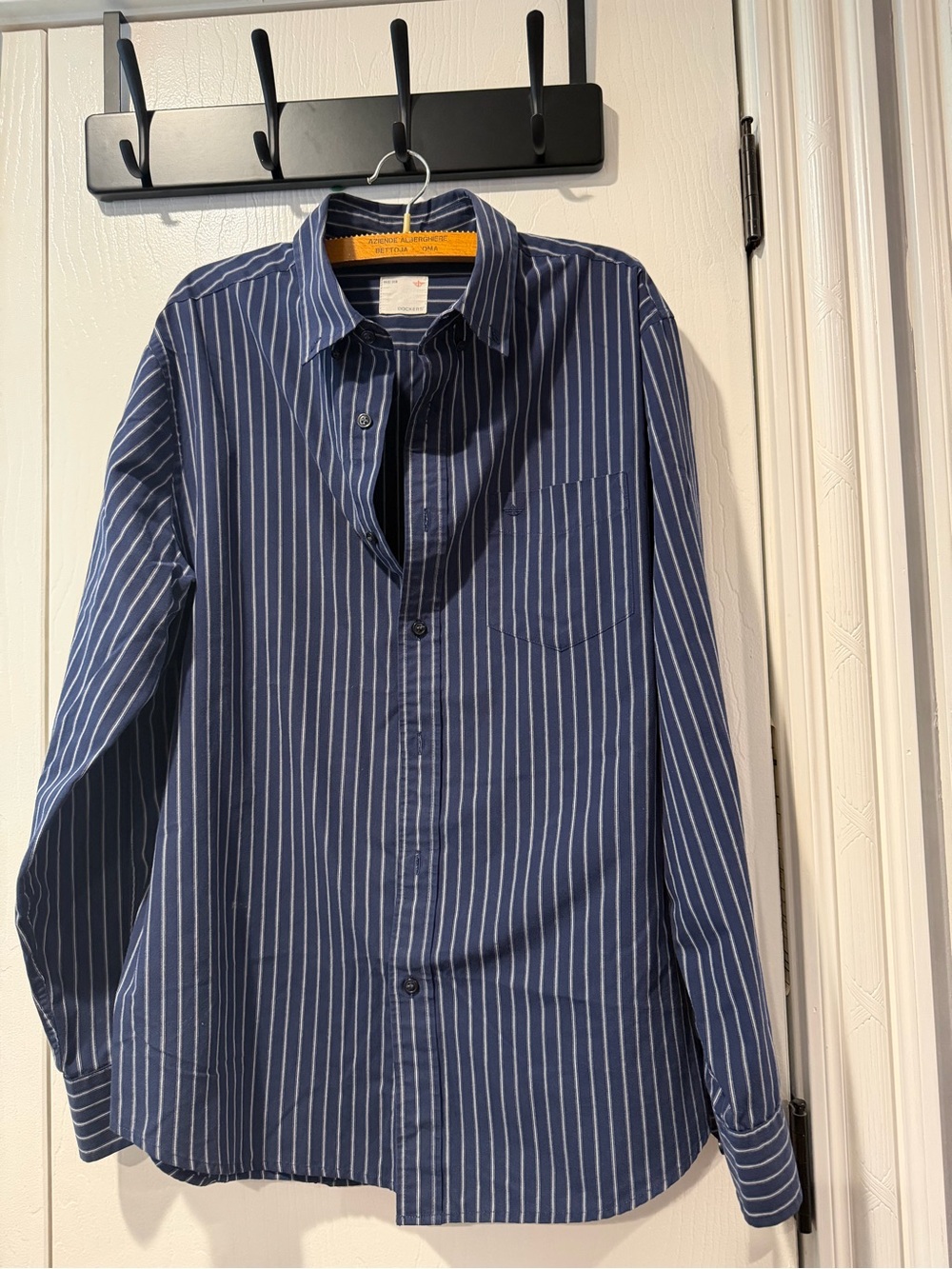 Dockers Navy Blue Shirt with White Pinstripes